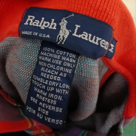 *VTG 90s Made In USA Ralph Lauren Men's Preppy Red Plaid Golf Polo-M - Picture 2 of 5